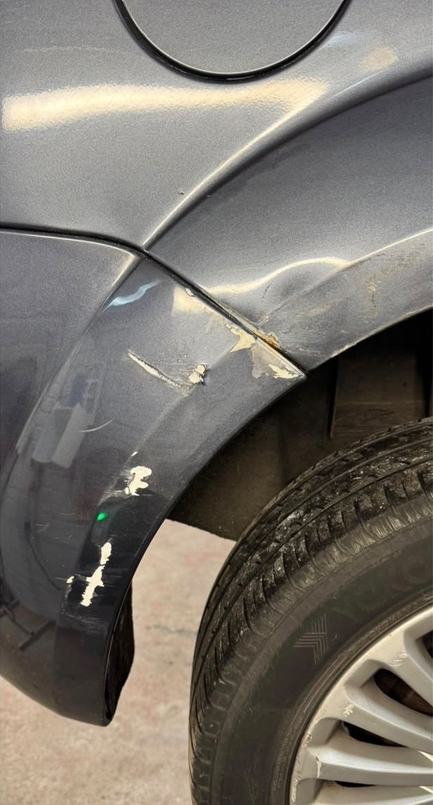 Rear quarter & bumper corner repair – before