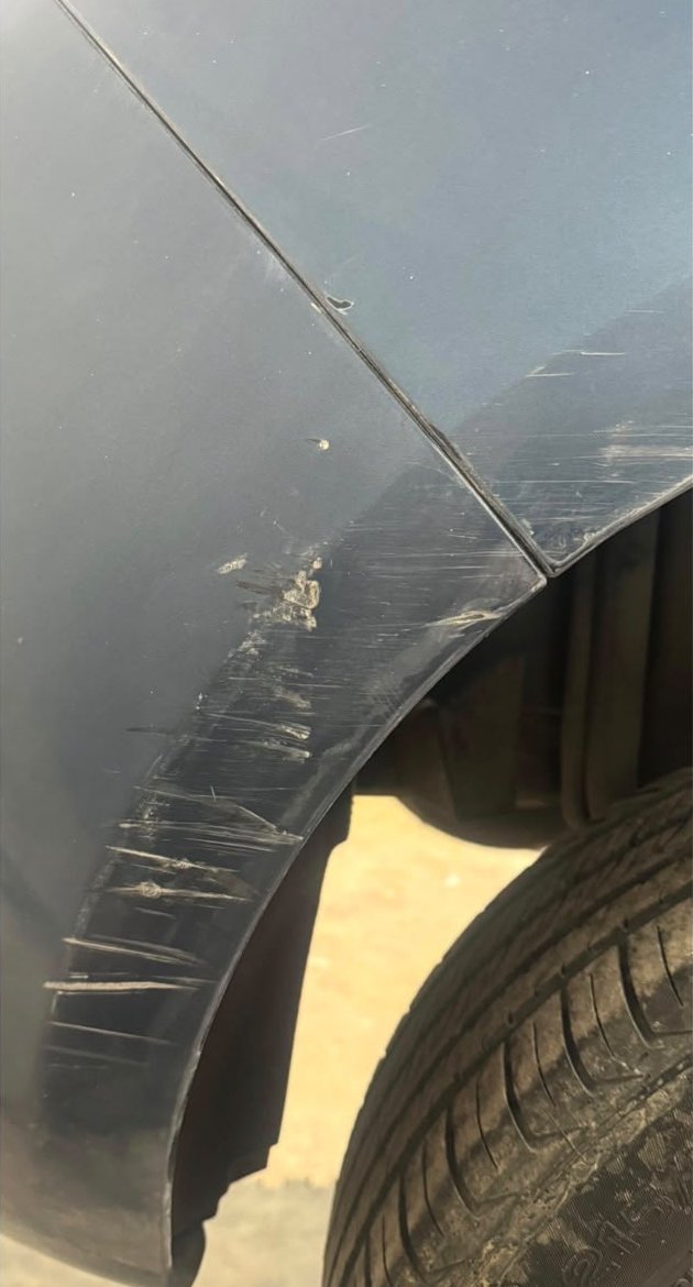 Bumper corner scratch repair – before